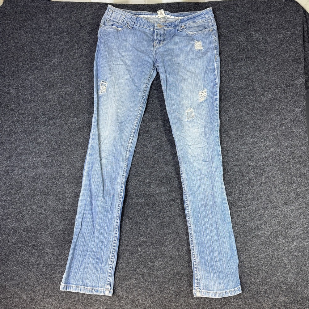 Mudd Jeans Womens 7 Blue Denim Cotton Stretch Skinny Leg Light Wash Distressed